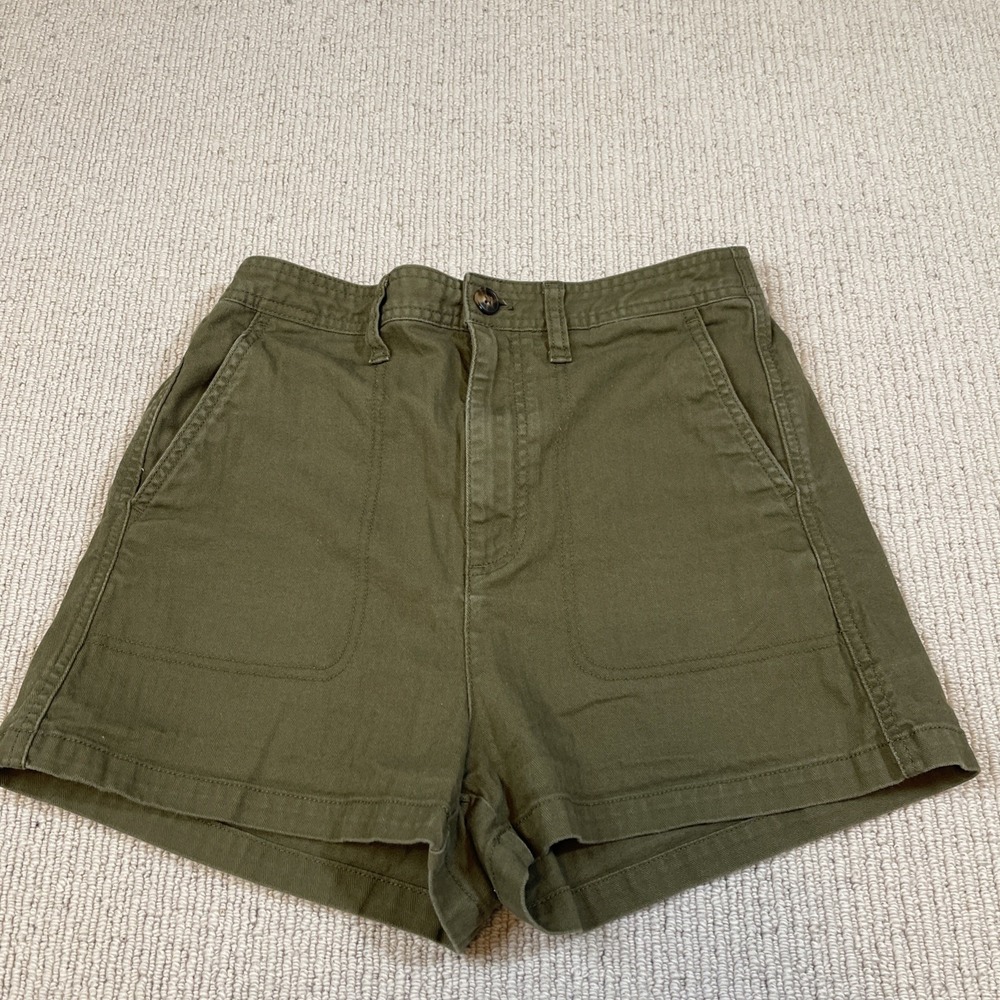Madewell Women's Small Utility Shorts Green Cotton Twill